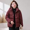 Elderly Women's Warm Embroidered Hooded Padded Jacket