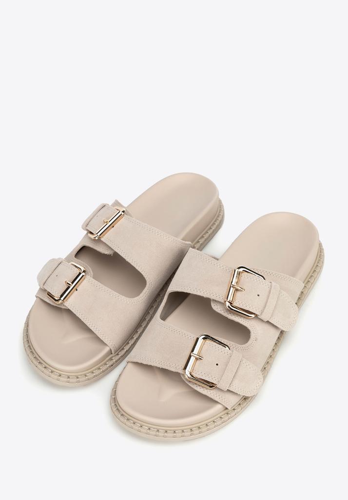 Wittchen Women's Beige Suede Leather Flip-Flops