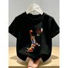 European Sizes Creative Building Blocks Basketball No. 8 Sports Graffiti Print Boys' Short-Sleeve T-Shirt, Kids' Trendy Brand Top
