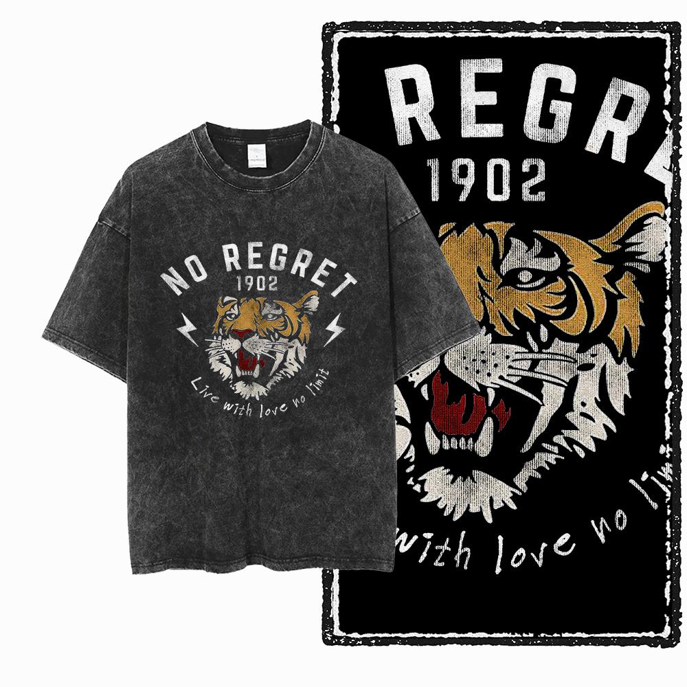 DI TIGER Printed Cotton Acid Washed Exclusive Graphic Unisex T Shirt Cool Vintage Streetwear Men Tshirts Big Size Tee for Men