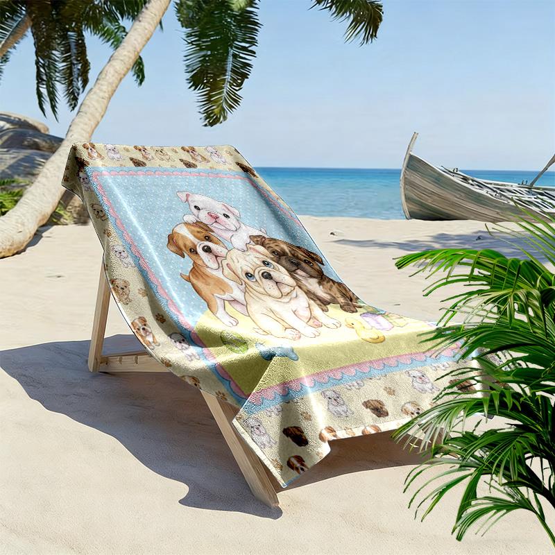 Süßes Tier-Puzzle-Print Strandtuch, Großes Weiches Schnelltrocknendes Handtuch für Strand Camping Schwimmen