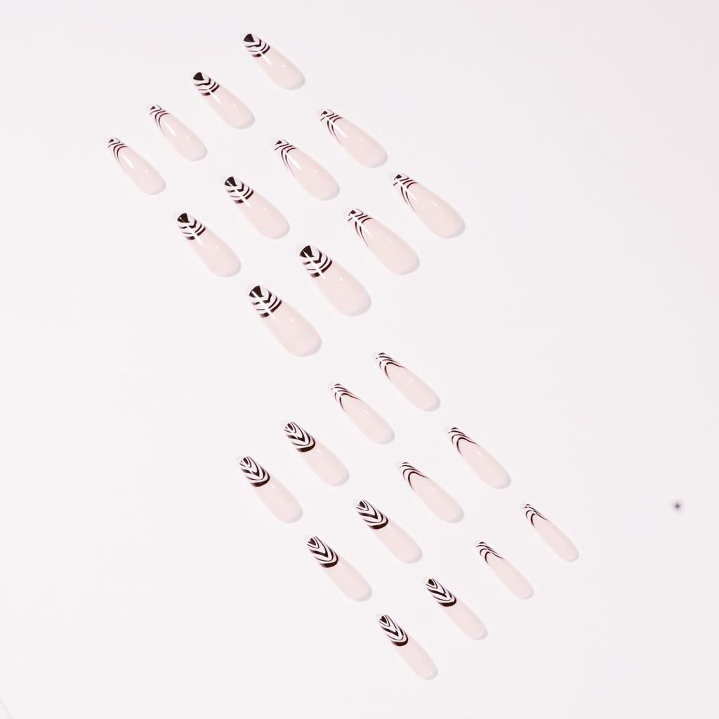 Black and White Markings French False Nail Wear Nail Art Finished Fake Nail Nail Patch Nail Patch