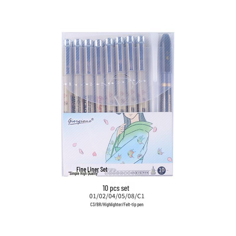 Giorgione Fineliner Kunststift Set - Präzise Umrissstifte & Skizzierstifte mit Pinselspitzen