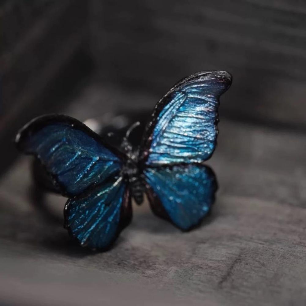 Vintage Dreamlike Butterfly Ring Forest Style Opening Ring Realistic Butterfly Ring  Women Men