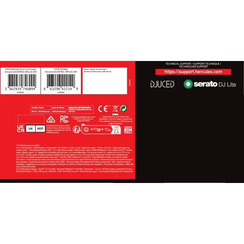 Hercules DJControl Inpulse 500: 2-Deck DJ Controller for Serato DJ Lite and DJUCED - Built-in Audio Interface, 16 RGB Backlit Pads, Large Jog Wheel, B
