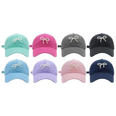Breathable Baseball Hat for Girl Women Pearl Bow Adjustable Sports Hat