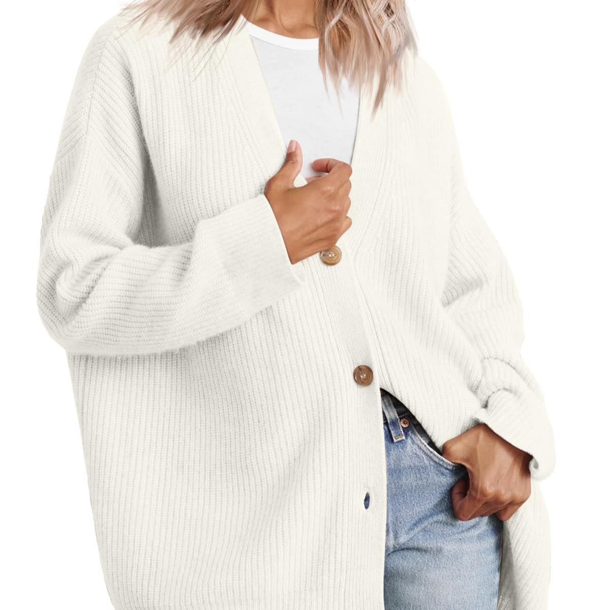 

Женский вязаный топ, простой, универсальный, зима-весна 2025, новый однотонный свитер с V-образным вырезом и пуговицами 3XL слоновая кость