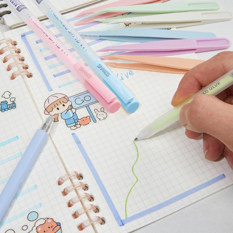 4Pcs/Set Glue Pen Carving Knife Tweezers Small Shovel Student Diy Handmade Set Journal Tools Sationery Craft Kit Supplies