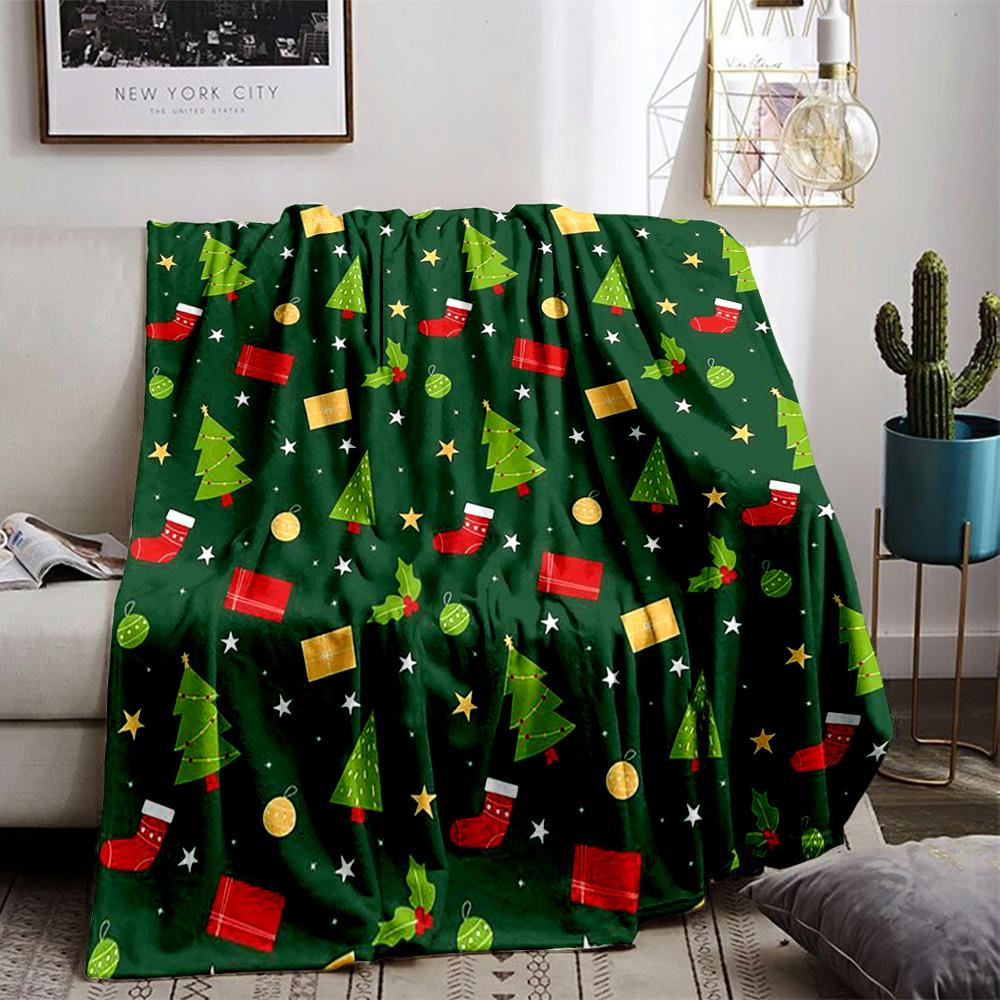 Festive Christmas Patterned Keep warm -Flannel blanket for bedroom, living room, sofa, and nap