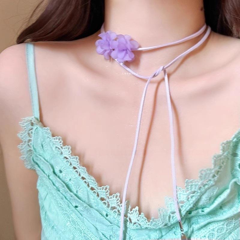 

Акриловое колье-чокер с камелией, весенне-летнее, супер бессмертное, мори, цепочка для ключиц, модное, милое, свежее колье