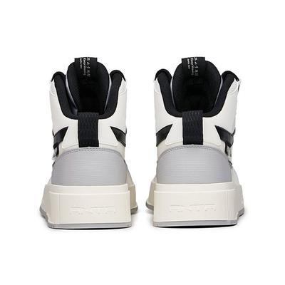 Leather Slip Resistant Abrasion Resistant High Top Skateboard Shoes Men's White Gray 912238011-2