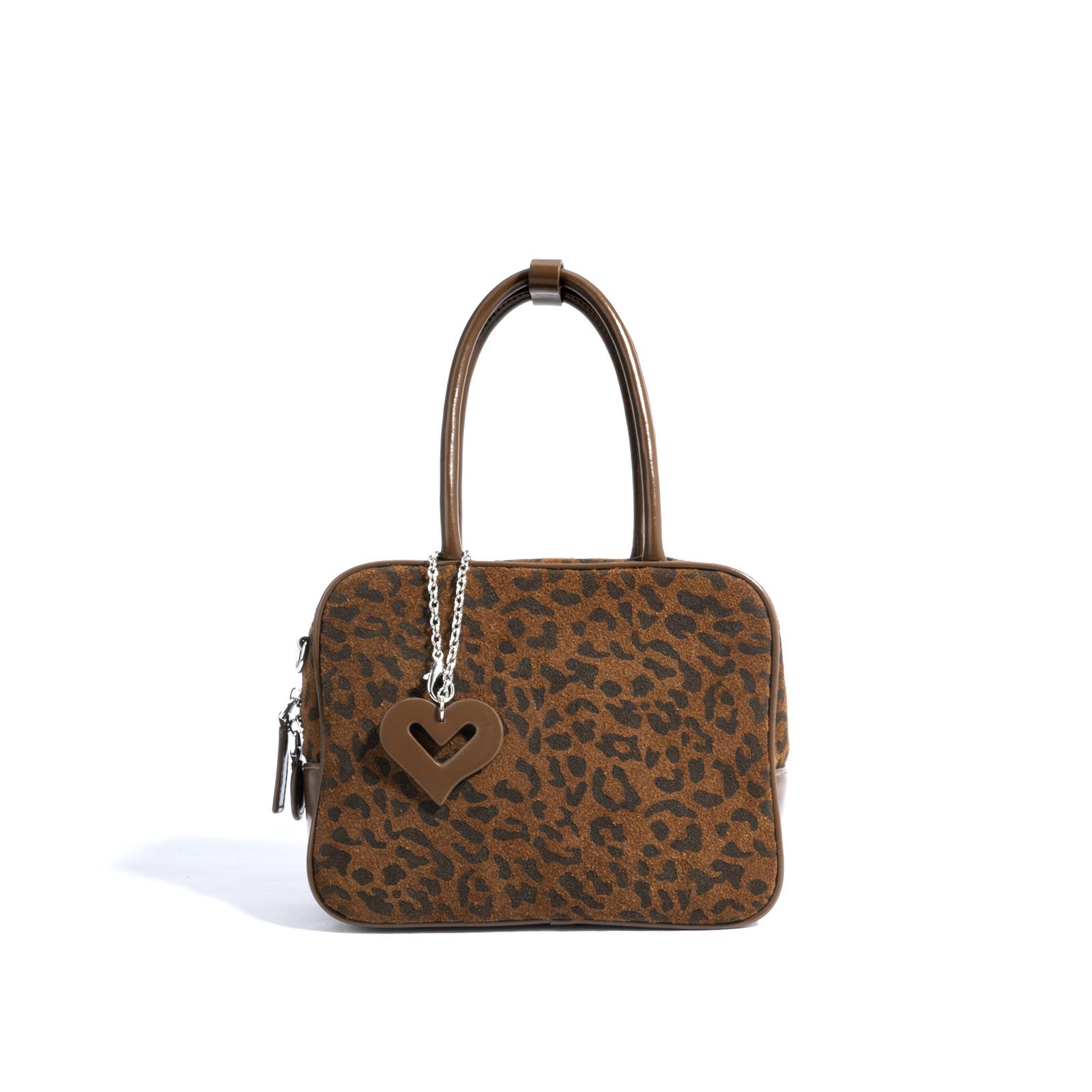 

Осенне-зимняя кожаная сумка с леопардовым принтом, сумка-боулинг Бостон, повседневная на плечо/кроссбоди, маленькая квадратная сумка в руке