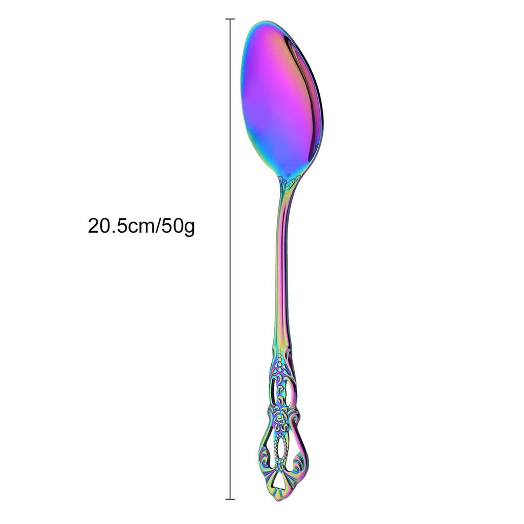 Luxury Rainbow Western Dinnerware Stainless Steel Cutlery Set Steak Knife Dessert Fork Coffee Spoon Ice Spoon Tableware Set