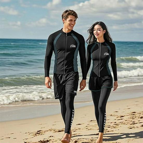 Quick-Dry Men's and Women's Long Sleeve Diving Suit - Split Design for Snorkeling, Surf, and Warmth Protection