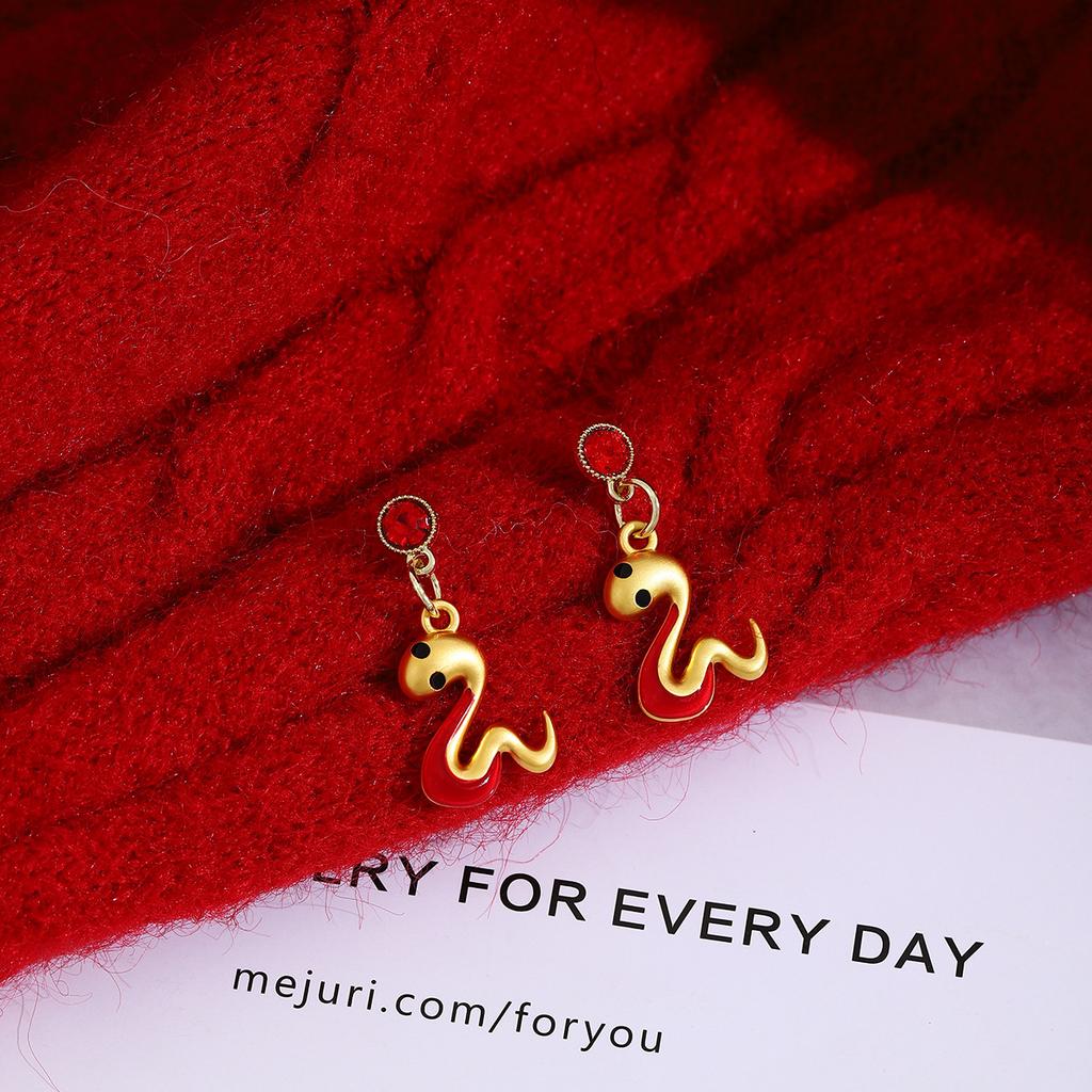 Year Of The Snake With Diamonds, Zodiac Snake Earrings, Retro Autumn And Winter High-End Fashion Temperament Earrings