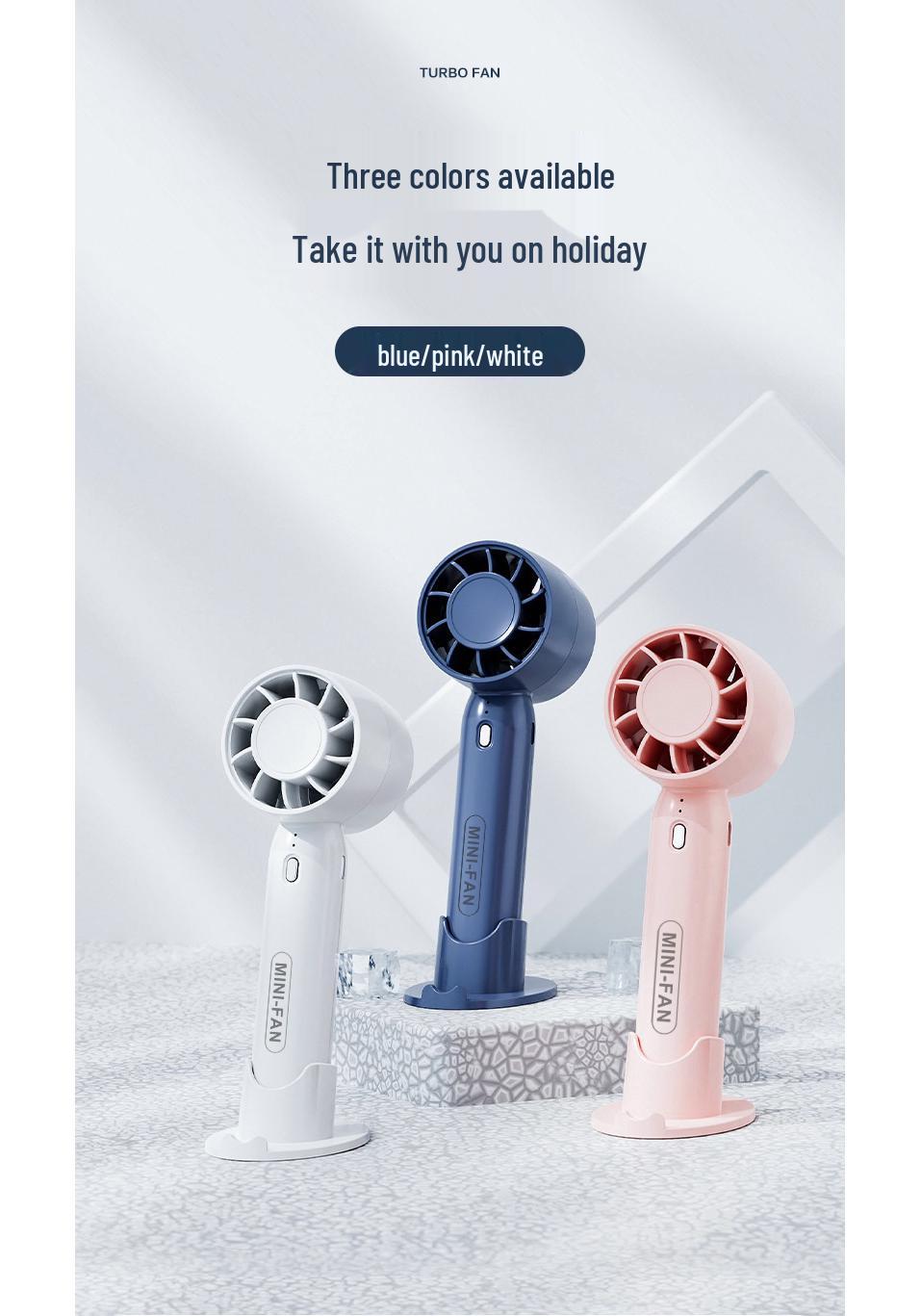 2026 High-Speed Mini Handheld Rechargeable Turbine Fan 43*38*113