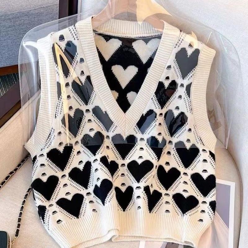 

Вязаный свитер-жилет для женщин, весенняя одежда 2023, повседневная верхняя одежда в студенческом стиле на осень/зиму, свитер, жилет, пуловер, женские топы One Size бежевый