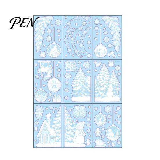 Holiday Static Window Stickers 9 Sheets Christmas Stickers, Reusable Snowflake Santa Claus Reindeer Large Collage Decor Decals for Glass Decoration,