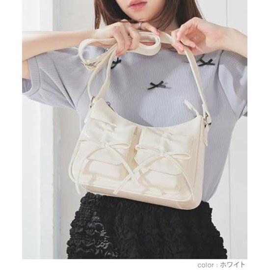 Honeys Shoulder Bag Synthetic Leather Faux Zipper Closure Womens Magazine Featured Ribbon Pocket