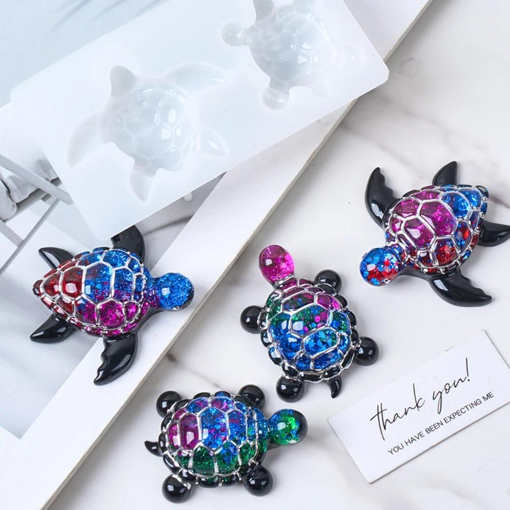 3D Sea Turtle Keychain Silicone Mold DIY Ocean Theme Animal Ornaments Tortoise Turtle Craft Making UV Epoxy Resin Jewelry Molds