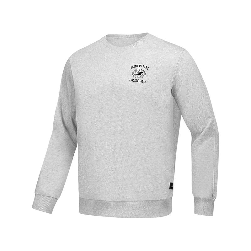 Skechers Solid Color American Comfortable Letter Loose Long Sleeve Sweatshirt Men Sweatshirt Textured-Gray P424M043-01T1