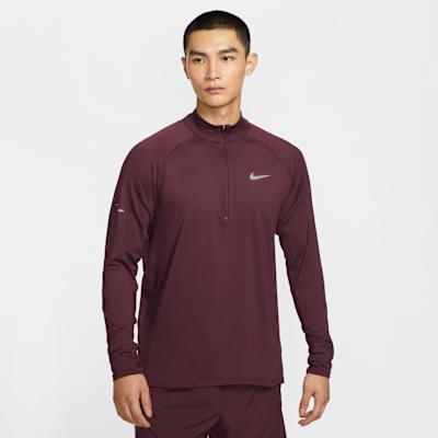Nike Dri Fit T Shirts Men s Bright Burgundy Red Stand Collar Moderate XL