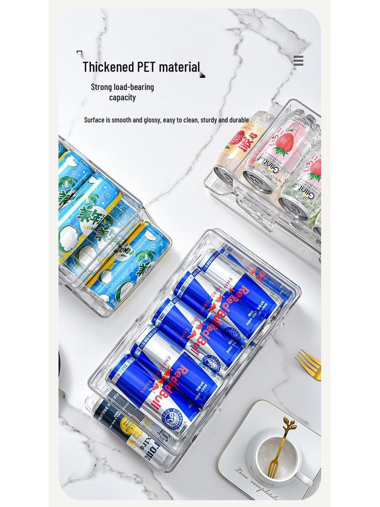 Double-Layer Rolling Beverage Storage Organizer for Fridge