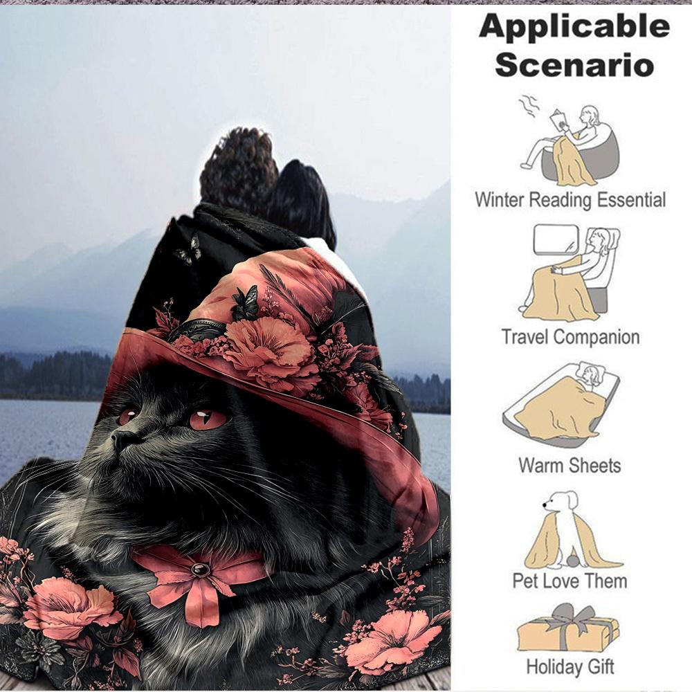 1pc Cat Fashion Decor Blanket Lightweight Blanket Throw Blanket For Sofa, Bed, Travel, Camping, Livingroom, Office yy251010038