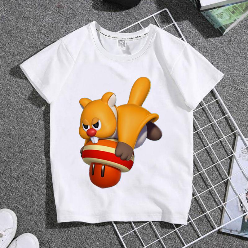 Children's Round Neck White Cartoon Game T-shirt