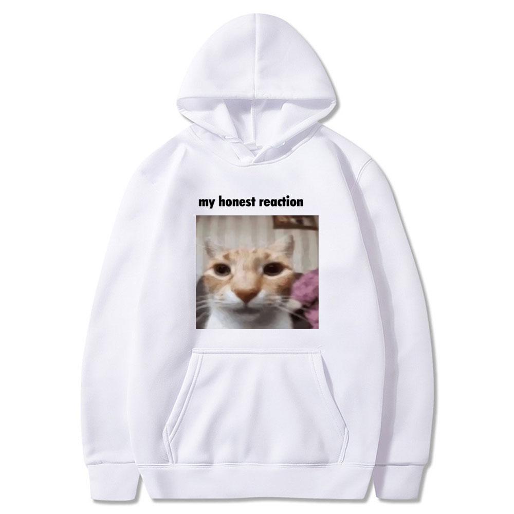 My Honest Reaction Funny Cat Meme Graphic Tops Men Women Clothing Fashion Harajuku Casual Cotton Tops Loose Casual Style Clothes