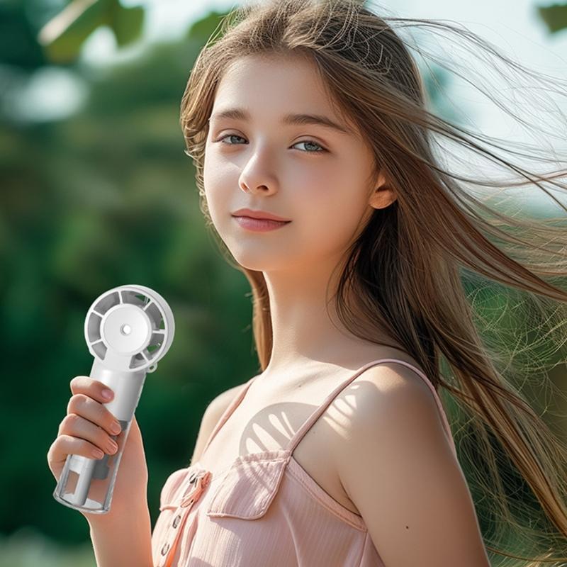 Adjustable Speed Hand Fan Portable Handheld USB Rechargeable Neck Hanging Fan for Travel and Office Cooling Device