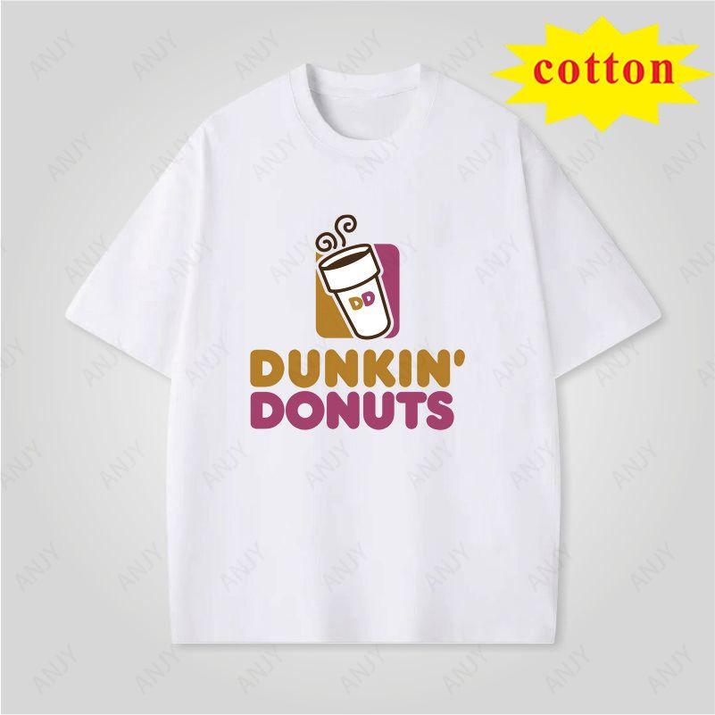 Fun Prank Dunkin Donuts Print Tshirt Unisex Casual Loose Fit Short Sleeve Top