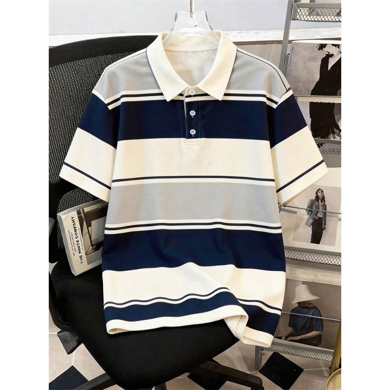 Herren Sommer Neu Gestreift Lässig Golf Business Kurzarm Poloshirt – Perfekt für den Alltag und Soziale Anlässe