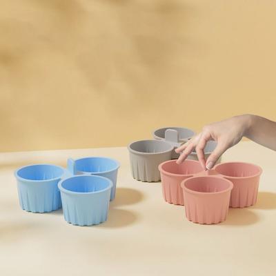 Multifunctional 3 Grids Air Fryer Baking Cup Reusable Silicone Cupcake Mold DIY Non-Stick Air Fryer Egg Mold Breakfast