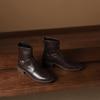 Krazing Pot Microfiber Winter Round Toe Western Boots Med Heels Zipper Women Metal Buckle British School Ankle Boots