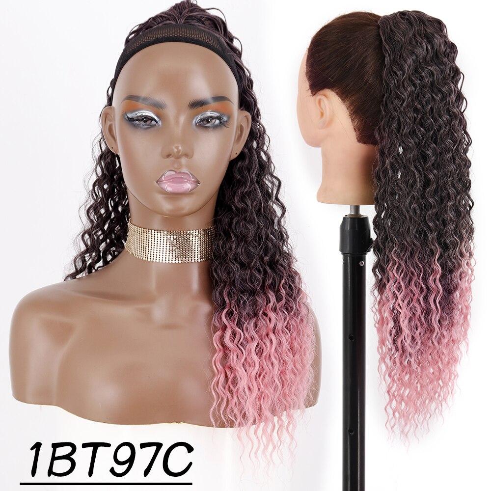 MISS WIG Women Long Kinky Curly Ponytail Hair Extensions Synthetic Drawstring Ponytail 26Inch Chip-In Wig Wrap Around Ponytail