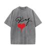 2025 Summer 100% Cotton Washed Old Craft Oversized T Shirt Big Size O-neck Oversized Men T Shirt King Letter Printing