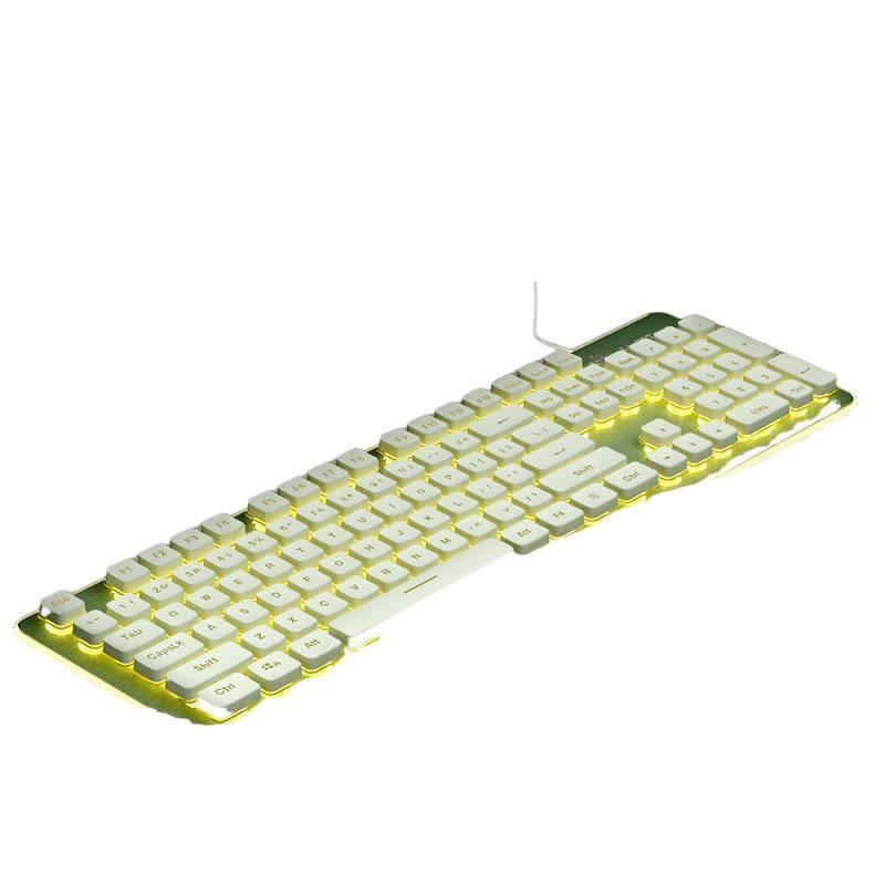 Ultra-Quiet Illuminated Mechanical Feel Wired Keyboard & Wireless Mouse Set for Office & Tablet Use