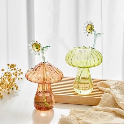 Einfache Pilz-Glasvase, Hydrokultur-Terrarium, Kunstpflanze, Hydrokultur-Tischvase, Glashandwerk, Aromatherapie-Flasche