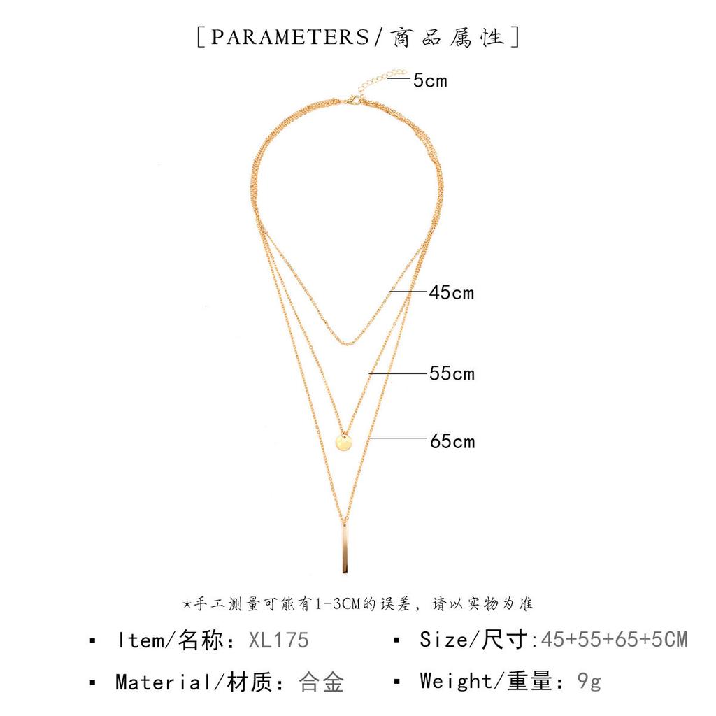 Hot-selling new models, copper bead chains, sequins, metal strips, multi-layer short necklaces.