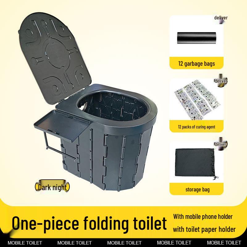 Portable Folding Toilet with Lid for Travel and Outdoor Use