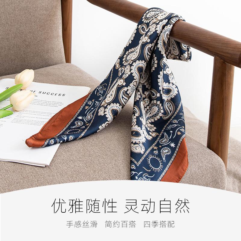 Summer new 70cm imitation silk small square scarf silk scarf women's high-end fashion versatile yarn scarf women's