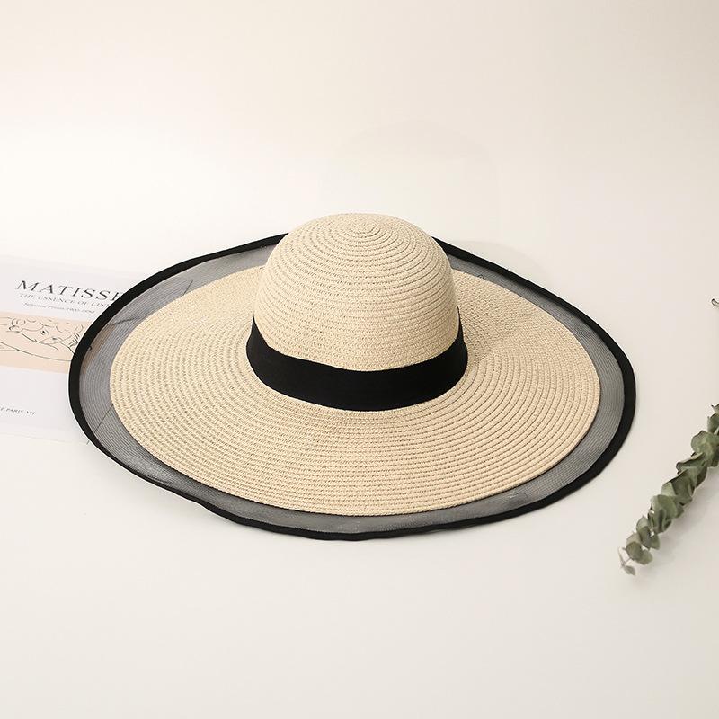 Women's Hats Summer Beach Big Brim Straw Seaside Sun Hat Foldable Travel Panama Sun Protection Felt Hat UPF 50+ Sun Hat