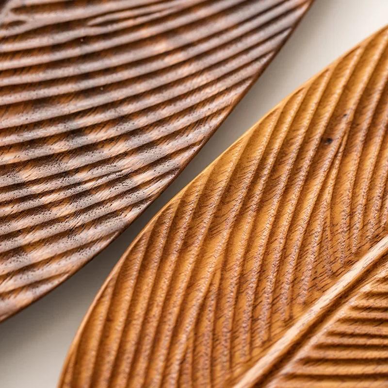 Leaf Plate, Walnut Leaves, Refreshment Plate, Home Wooden Tea Table, Solid Wood, Dry Brew Tea Tray, Tea Cup Tray, Wooden