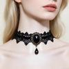 Gothic Black Lace Crystal Choker Necklace Vintage Victorian Steampunk Neck Jewelry for Women