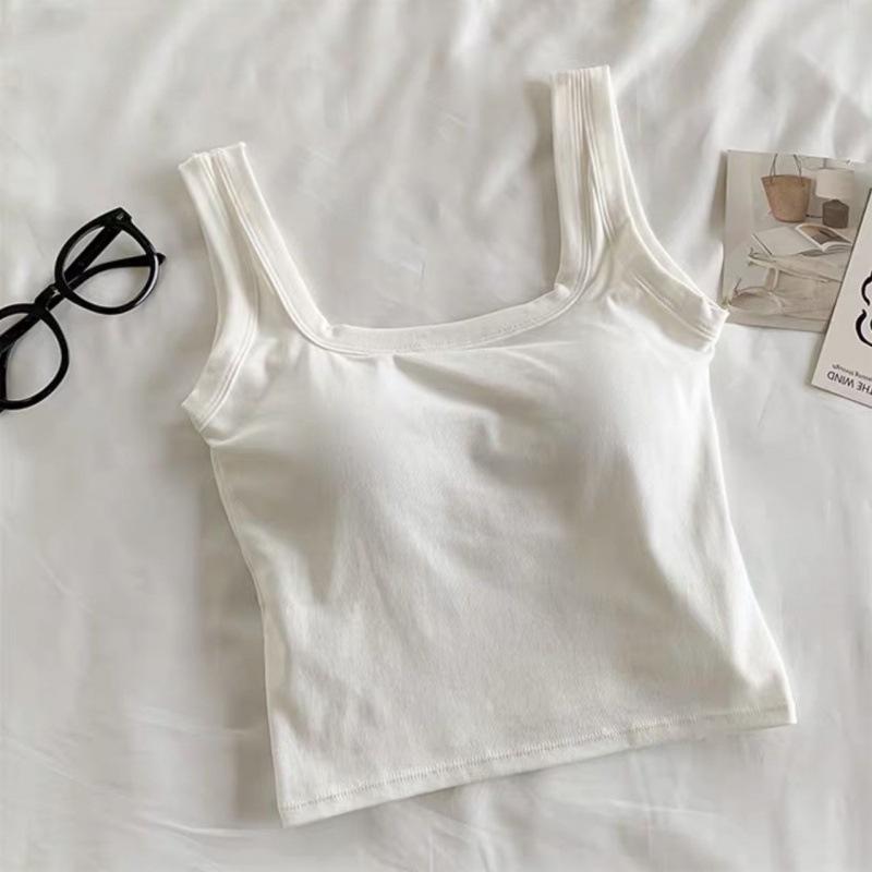 

Женский жилет из хлопка с квадратным вырезом, подкладкой на груди и встроенными подвязками для чашек. Внутренний слой для низа и внешний слой для короткого верха. M