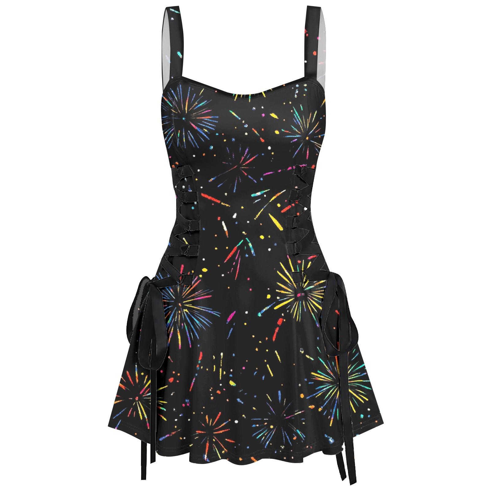 

Женское модное темпераментное печатное сексуальное винтажное короткое платье с бретельками XXL