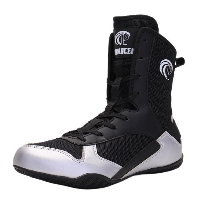 High-top Wrestling Shoes Men's Anti-slip Boxing Shoes Elastic Free Sparring Martial Art Shoes Gym Training-specific Sneakers