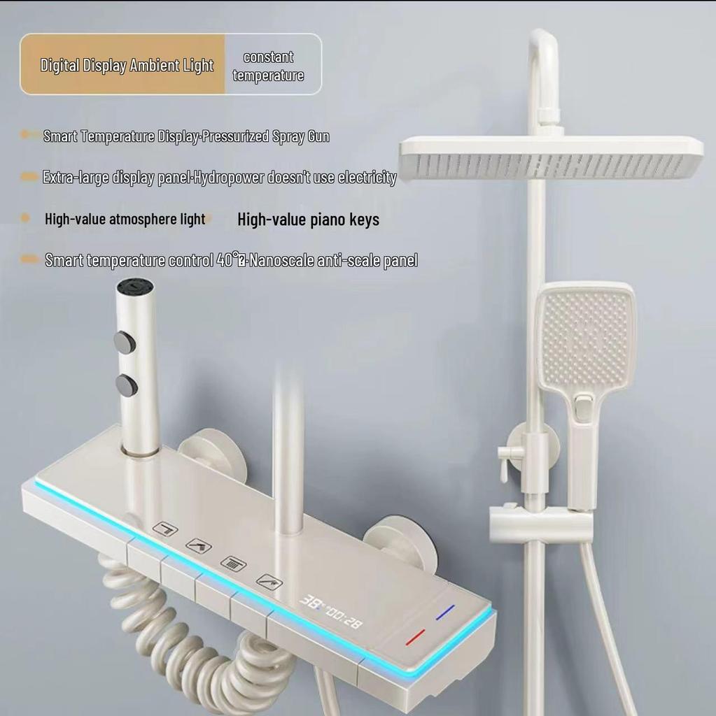 Modern Smart Constant Temperature Shower Faucet Set - Complete Pressurized Shower System for Household Use.