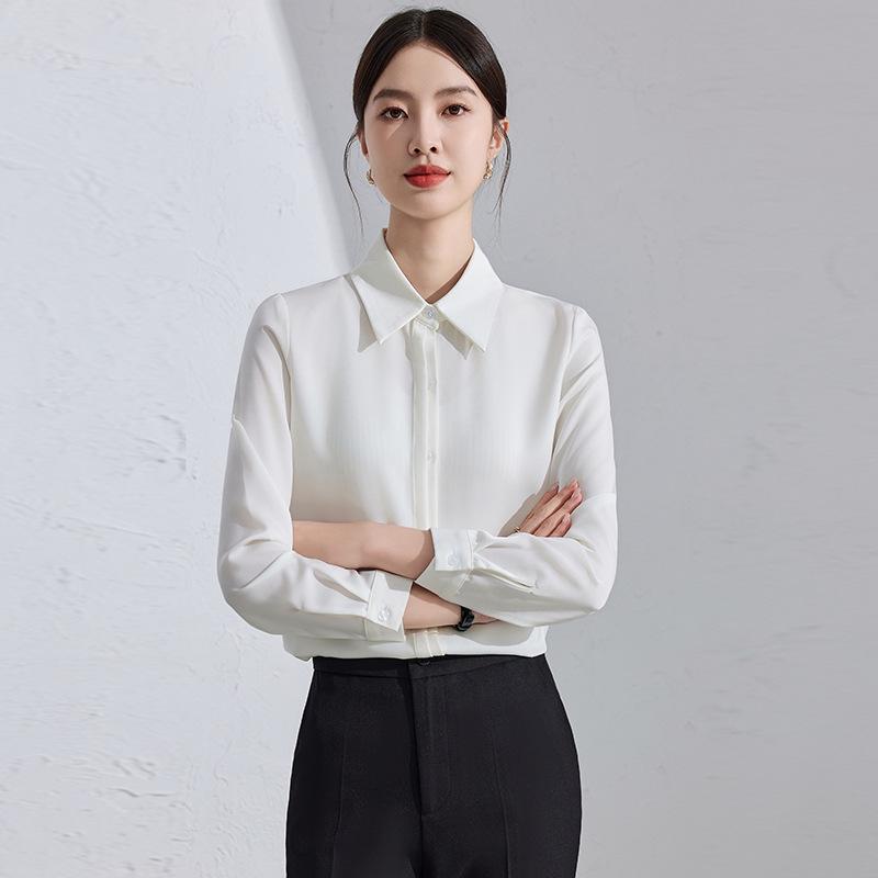 Women's High-End Professional White Shirt - Spring/Autumn 2024 Formal Workwear